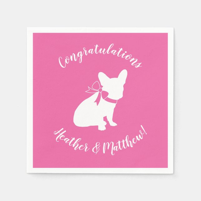 Serviette En Papier Français Baby shower Bulldog Français Français ros (Devant)