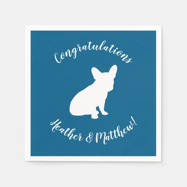 Serviette En Papier Français Baby shower Bulldog Français Frenchie Blu (Devant)