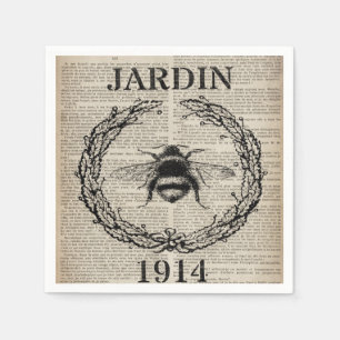 Serviette En Papier francais botanique moderne abeille vintage