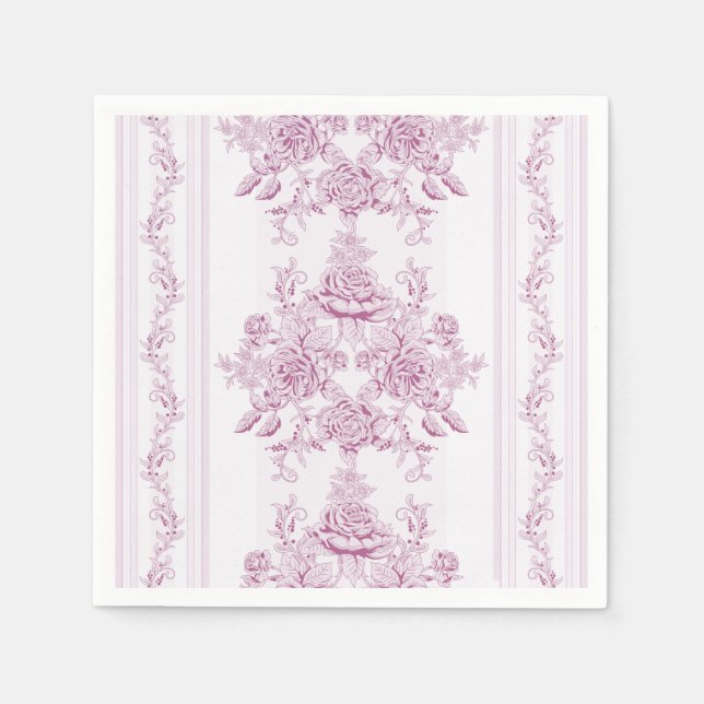 Serviette En Papier français chic, rose, toile, floral, motif, victori (Devant)