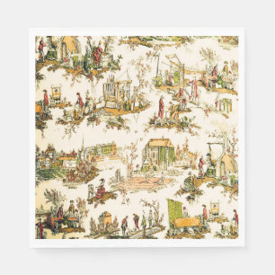 Serviette En Papier Français Creme Toile Chinoiserie Style Rustique