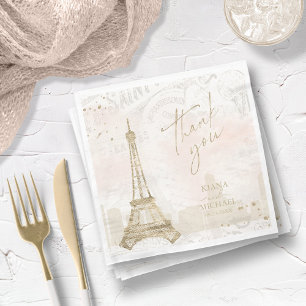 Serviette En Papier Français Romance Mariage Merci Blush ID870