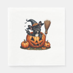 Serviette En Papier Française Bulldog sorcière Citrouille Halloween Ho
