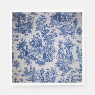 Serviette En Papier Française toile de jouy bleu et blanc élégant