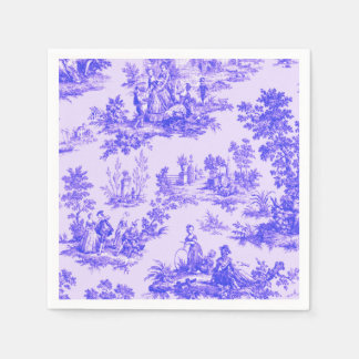 Serviette En Papier Française toile de jouy Découpage bleu et blanc