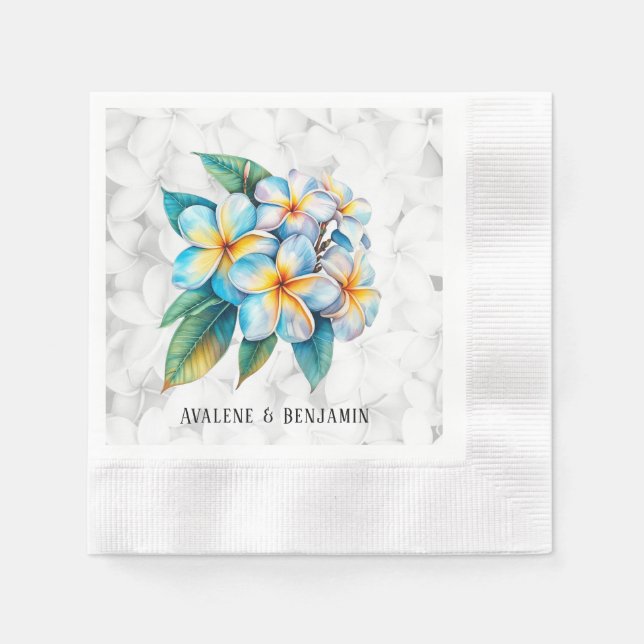 Serviette En Papier Frangipani Floral Hawaii Mariage personnalisé (Devant)