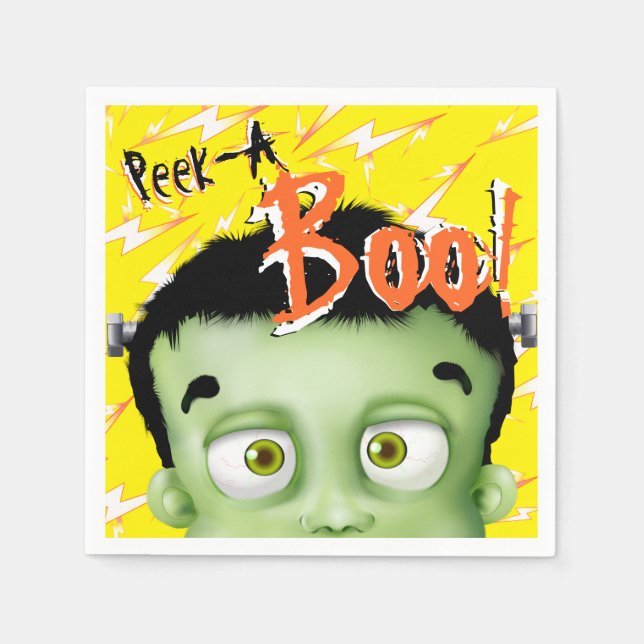 Serviette En Papier Frankenstein Monster Peek A Boo Halloween (Devant)