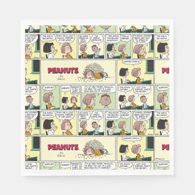 Serviette En Papier Franklin, Pepperment Patty & Marcie | Classe mathé (Devant)