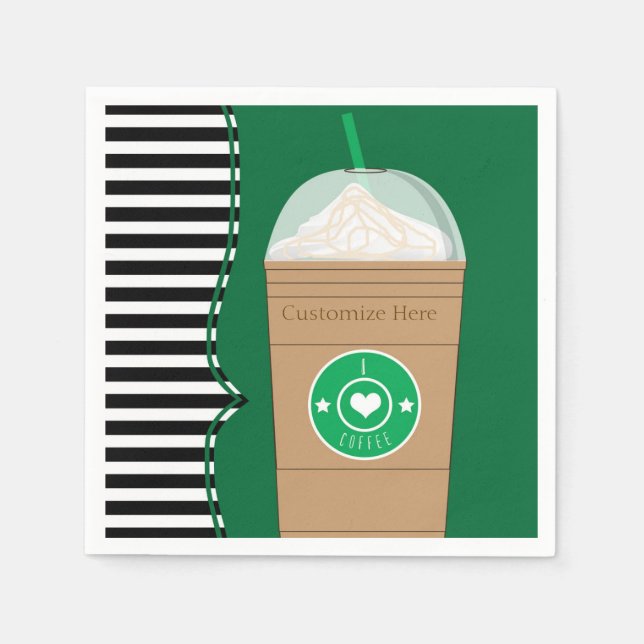 Serviette En Papier Frapé Café Moderne Chic Cute Fête d'Anniversaire (Devant)