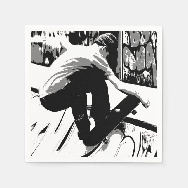 Serviette En Papier Frapper la rampe - Skateboardeur (Devant)