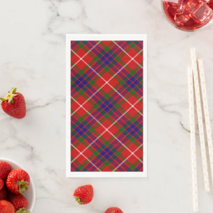 Serviette En Papier Fraser tartan rouge vert bleu violet carreaux