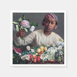 Serviette En Papier Frédéric Bazille - Jeune femme aux pivoines