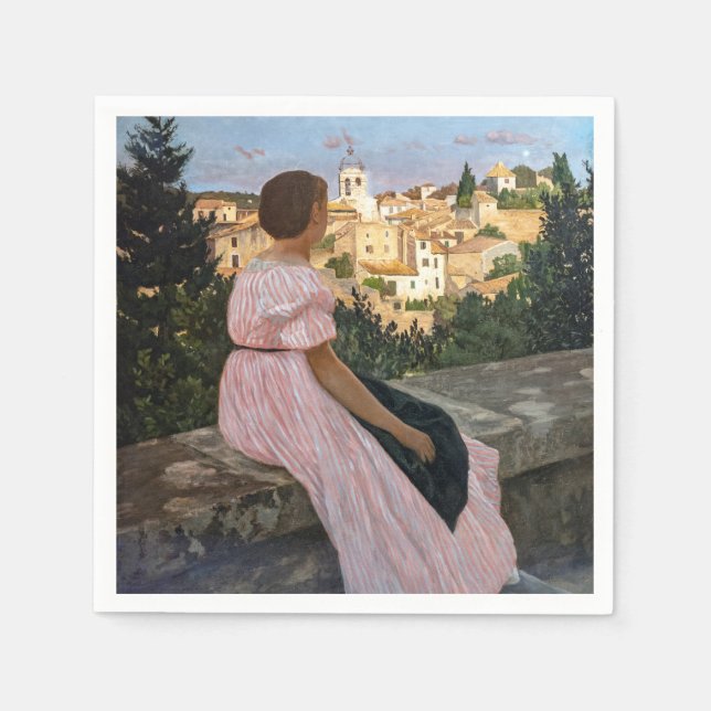 Serviette En Papier Frederic Bazille - La robe rose (Devant)