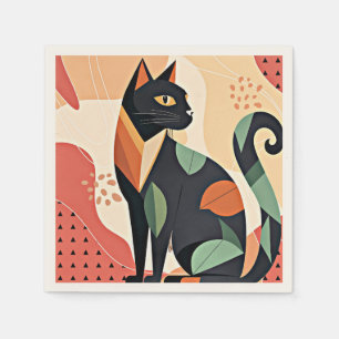 Serviette En Papier Frédéric le chat, chic boho,