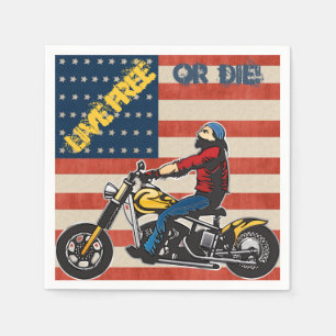 Serviette En Papier Freedom Rider Biker sur le drapeau américain