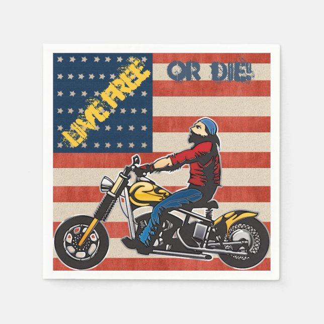 Serviette En Papier Freedom Rider Biker sur le drapeau américain (Devant)