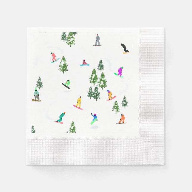 Serviette En Papier Freeride Snowboarder Illustration de snowboard (Devant)
