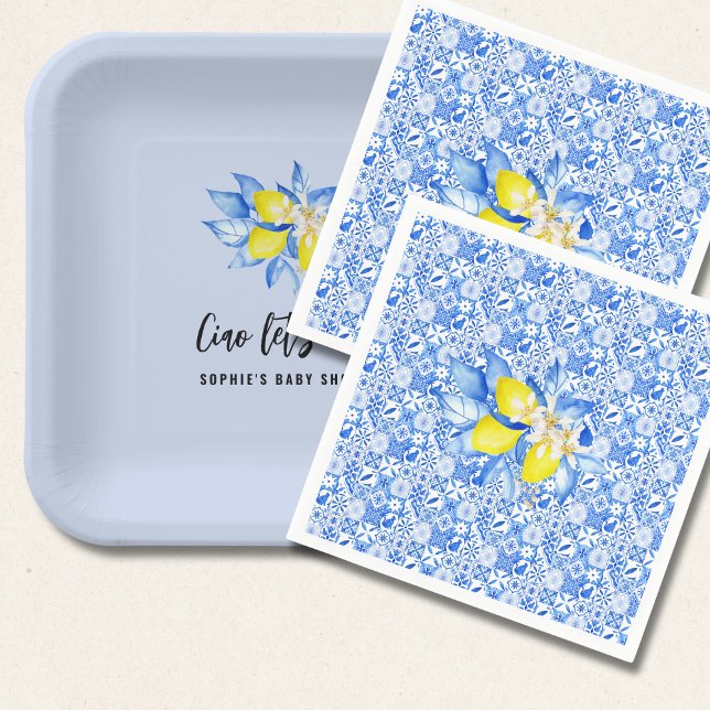 Serviette En Papier French Blue Tiles, Ciao Baby, Lemons  (Créateur téléchargé)