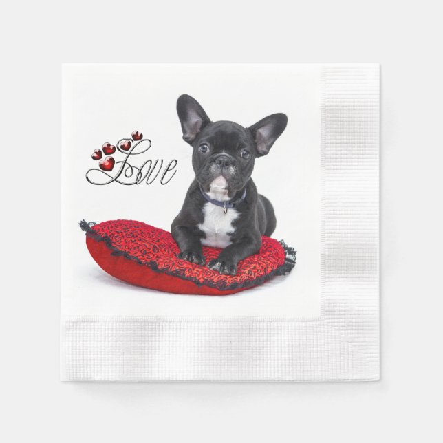 Serviette En Papier French Bull Dog - Français - Amour (Devant)