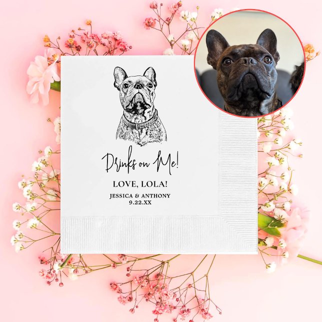 Serviette En Papier French Bulldog Chien Personnalisé Boissons sur moi (Créateur téléchargé)
