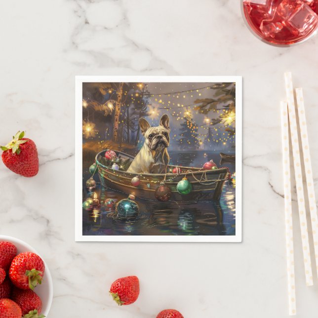Serviette En Papier French Bulldog Christmas Festive Voyage (En situation)