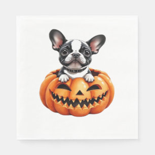 Serviette En Papier French Bulldog Happy Halloween Classique citrouill