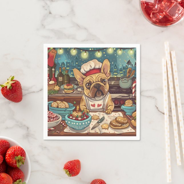 Serviette En Papier French Bulldog Holiday Baking : Noël festif (En situation)