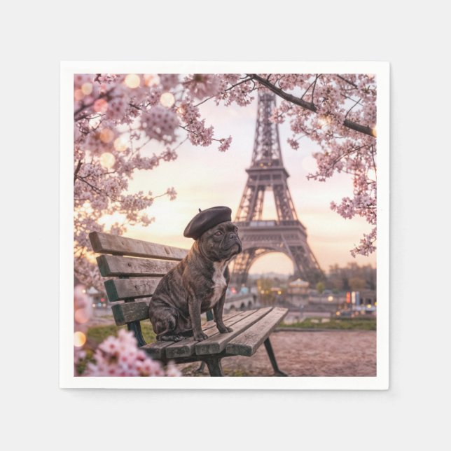 Serviette En Papier French Bulldog In Paris (Devant)