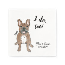 French Bulldog Mariage Cocktail Napkin