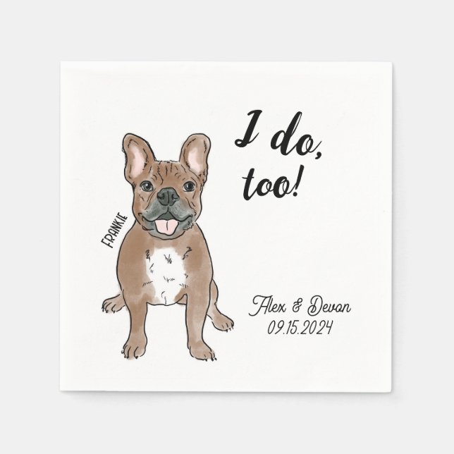 Serviette En Papier French Bulldog Mariage Cocktail Napkin (Devant)
