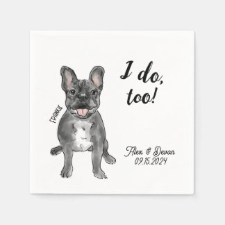 Serviette En Papier French Bulldog Mariage Cocktail Napkin