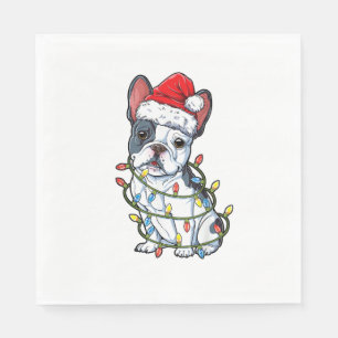 Serviette En Papier French Bulldog Santa Christmas Tree Lights Xmas Bo