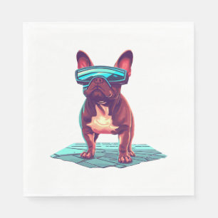Serviette En Papier French Bulldog SciFi avec lunettes de soleil Cool