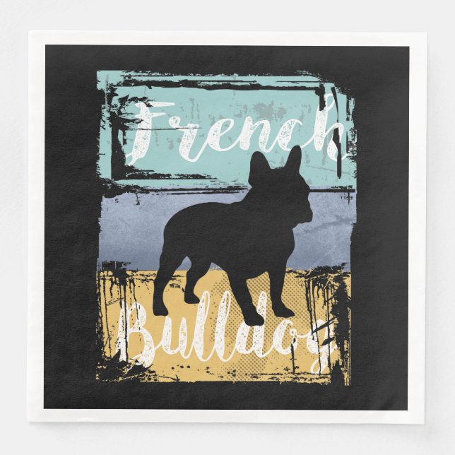 Serviette En Papier French Bulldog Tee - Chien français rétro (Devant)