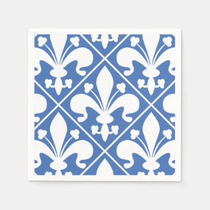 Serviette En Papier French Fleur de Lys assez bleu et blanc