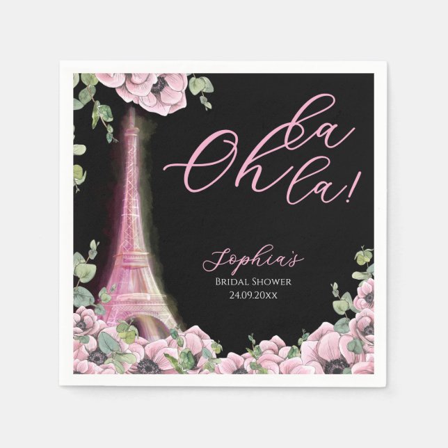 Serviette En Papier French Floral Oh la la Bridal Shower Paper Napkin (Devant)