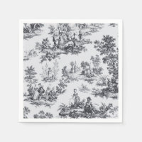 French toile de jouy noir blanc élégant découpage