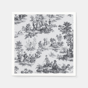 Serviette En Papier French toile de jouy noir blanc élégant découpage