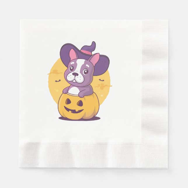 Serviette En Papier Frenchie Halloween (Devant)