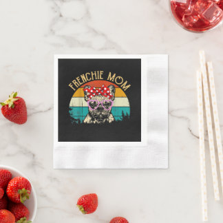 Serviette En Papier Frenchie Mom Cadeau Vintage style rétro Bulld fran