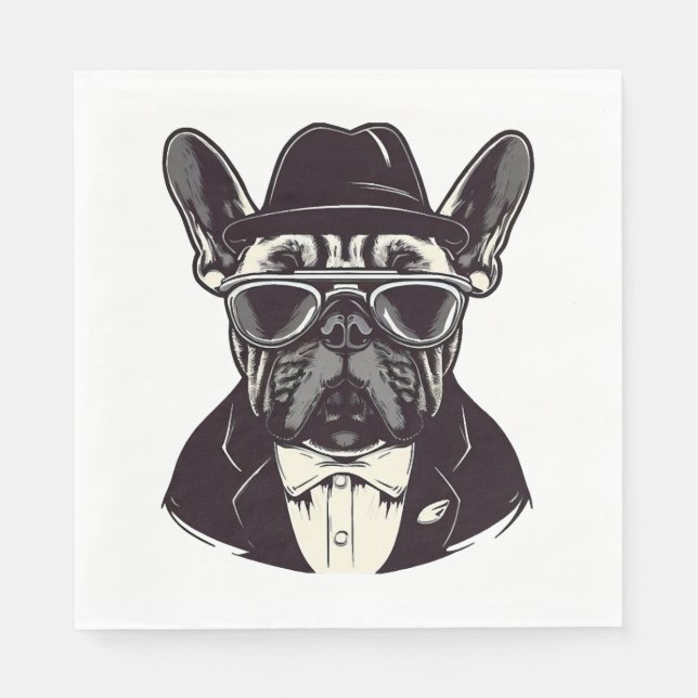 Serviette En Papier Frenchie The Gangster (Devant)