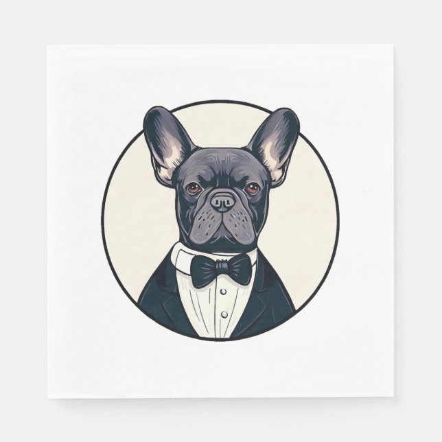 Serviette En Papier Frenchie The Gentlemen (Devant)