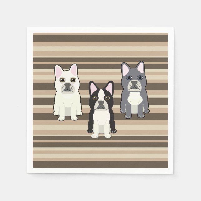 Serviette En Papier Frenchies Neutral Striped (Devant)