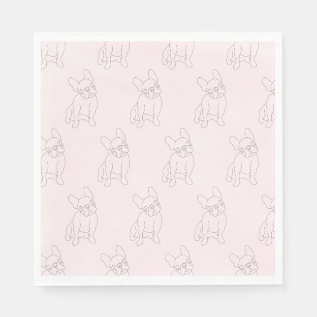 Serviette En Papier frenchys savent faire la fête, serviettes bulldog  (Devant)