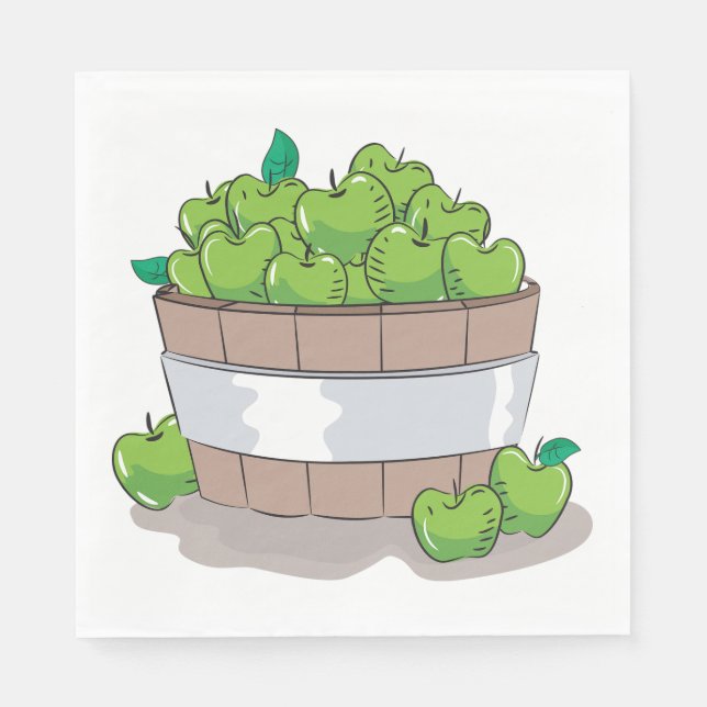 Serviette En Papier Fresh Green Apple Harvest Barrel Granny Smith (Devant)