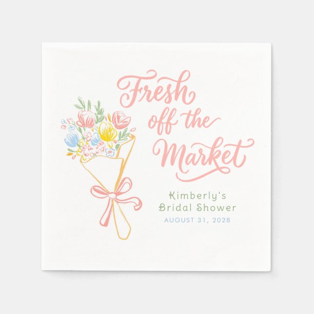 Serviette En Papier Fresh Off The Market Pastel Floral Bridal Shower (Devant)