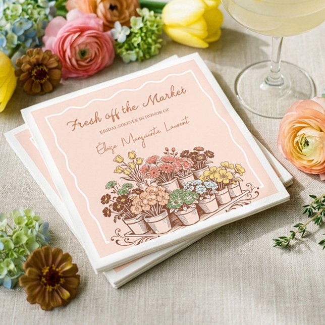 Serviette En Papier Fresh Off The Market Sketch Floral Bridal Shower (Fresh Off The Market Sketch Floral Bridal Shower Napkins)