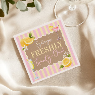 Serviette En Papier FRESHLY Twenty-One Citrons Rose 21e Fête d'Anniver