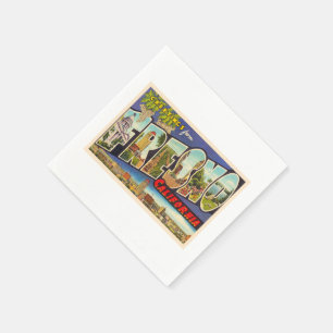Serviette En Papier Fresno California CA Vintage Grande Lettre Carte p