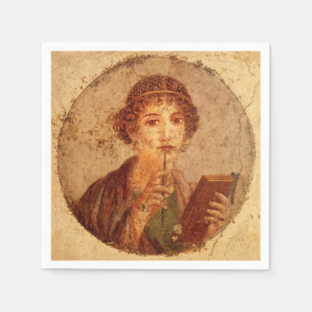 Serviette En Papier Fresque de Sappho à Pompéi (Devant)